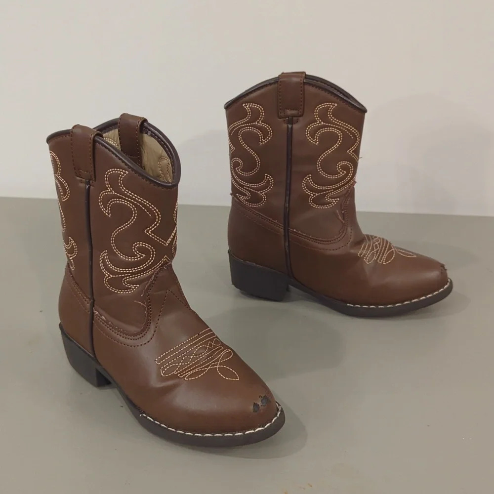 Brown Kids Cowboy Boots